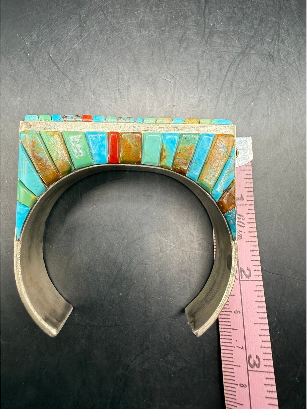 Wilson Dawes Navajo Turquoise Cobblestone Sterling Silver Cuff WD 88 grams - Picture 5 of 10